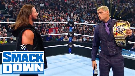 Cody Rhodes Confronta A AJ Styles Smackdown 7 De Junio 2024 WWE En