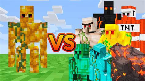 Golden Golem Vs All Golem In Minecraft Mob Battle Youtube