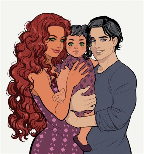 Nightwing And Starfire With Their Daughter Mari Grayson Aka Nightstar