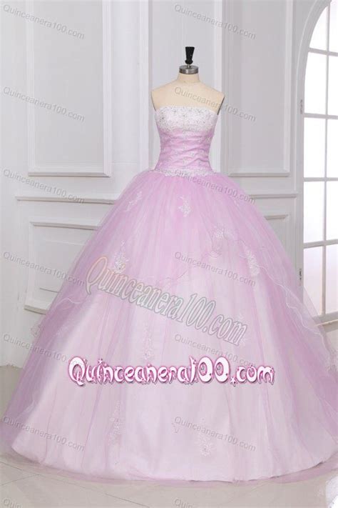 Strapless White And Baby Pink Quinceanera Dress With Appliques