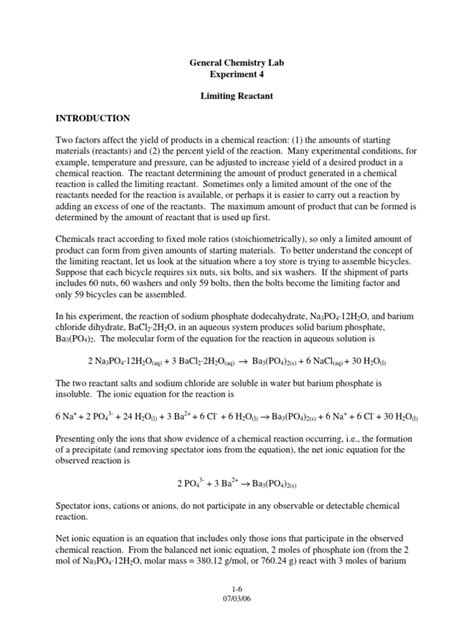 General Chemistry Lab Experiment 4 Limiting Reactant Compress Download Free Pdf