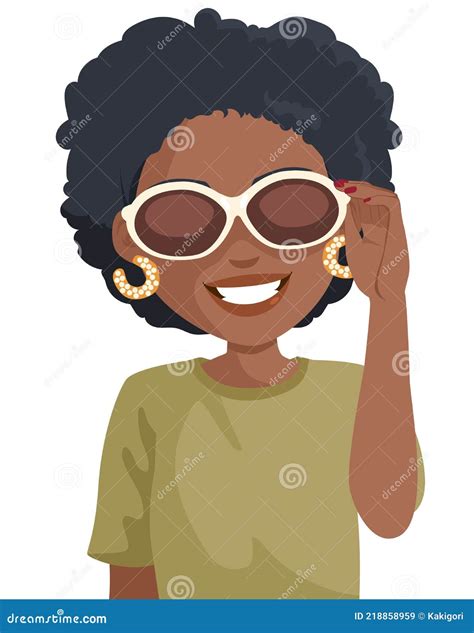 Black Woman Wearing Sunglasses Stock Vector Illustration Of Portrait