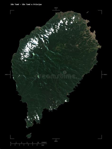 Sao Tome Sao Tome E Principe Shape On Black High Res Satellit Stock