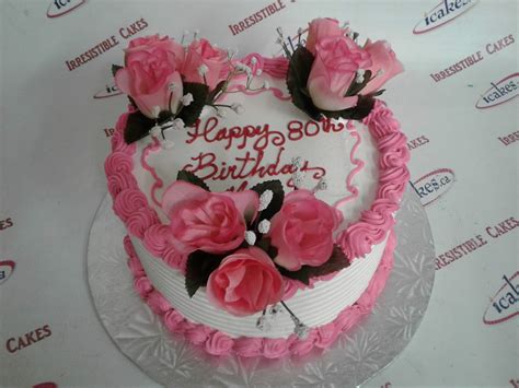 Pink Silk Roses Birthday Cake For Woman/Girl