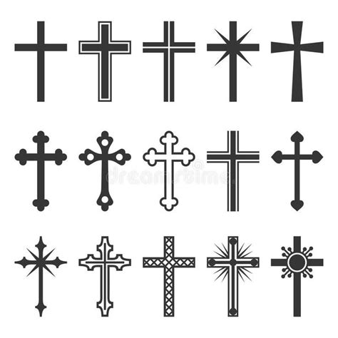 Christian Cross Icons Set On White Background Vector Stock Vector Illustration Of