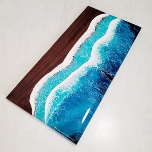 Ocean Wave Walnut Epoxy Charcuterie Board W Handles Cheese Etsy