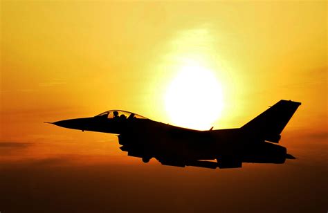 Download Silhouette Sunset Sun Warplane Aircraft Military Jet Fighter