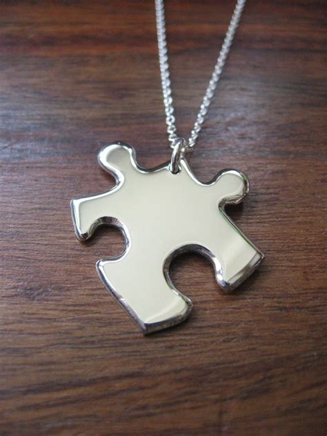 Silver Jigsaw Puzzle Piece Pendant Necklace