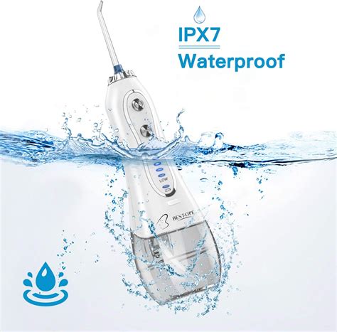 BESTOPE Water Flosser 300ML 5 Modes & 8 Jet Tips - IPX7 Waterproof ...