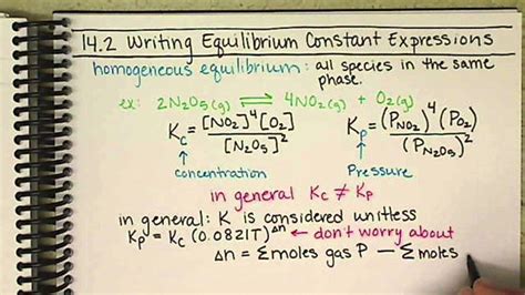 Chem162 Writing Equilibrium Constant Expressions Homogeneous