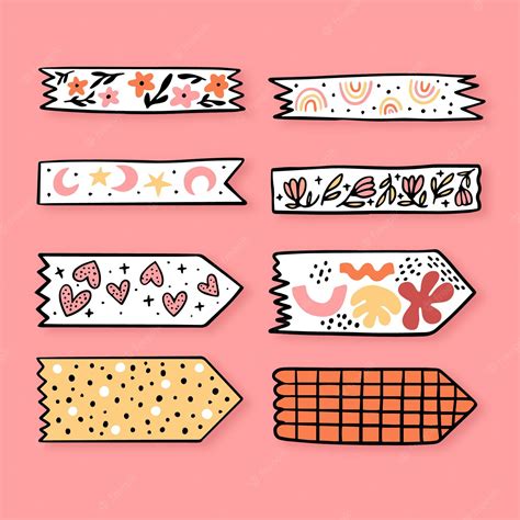 Premium Vector Hand Drawn Washi Tape Collection Concept