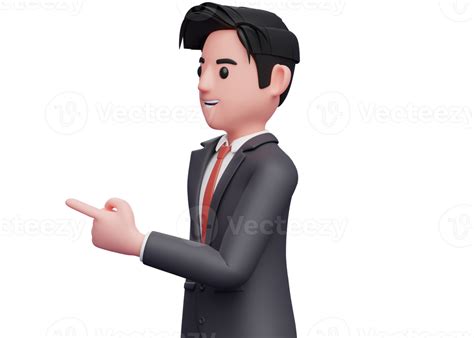 Free 3d Illustration Of A Businessman In Black Suit Facing Side And