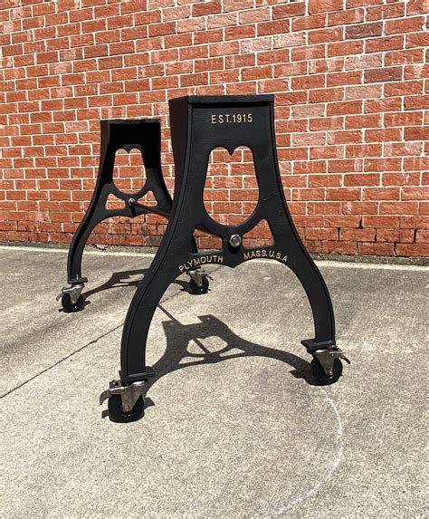 Cast Iron Counter Height Trestle Legs On Casters Etsy