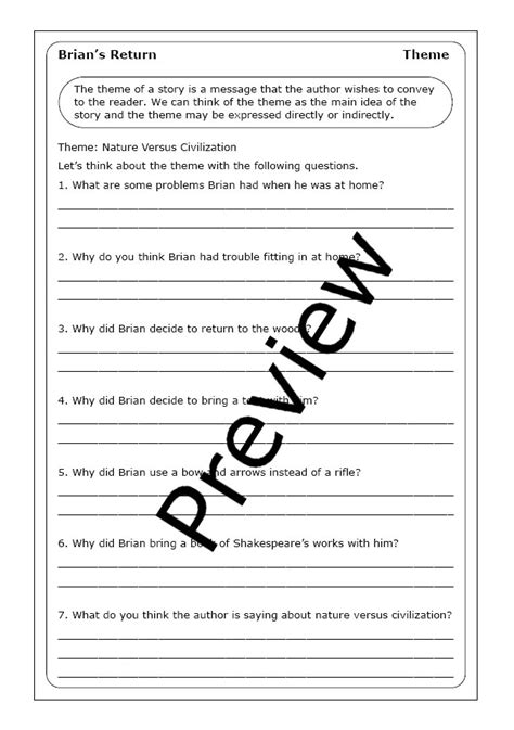 Gary Paulsen "Brian's Return" worksheets | Made By Teachers