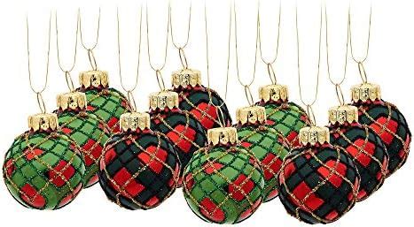 Mini Tartan Glass Bauble Tree Decorations Set Of Amazon Co Uk