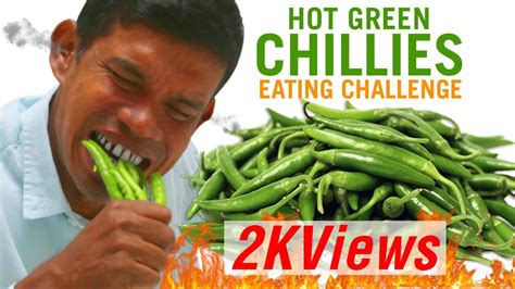 Hot Green Chillies Eating Challenge 50 Green Chillies Eating