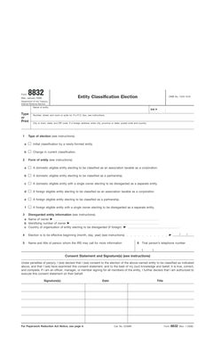 Fillable Online Form 8832 (Rev. January 2006). Entity Classification ...