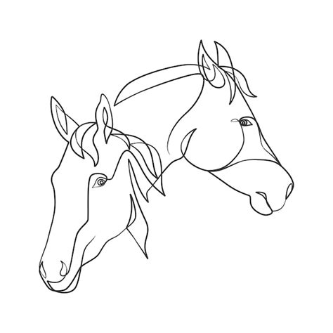 Premium Vector Continuous Line Drawing Of Horse Head Horse Head One