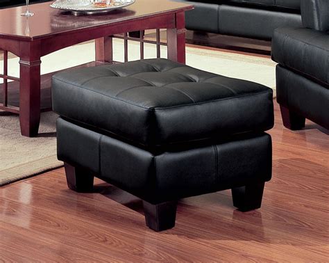 Samuel Black Leather Ottoman - 501684 from Coaster (501684) | Coleman ...