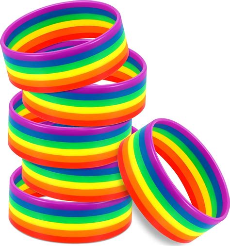 Amazon 12 Pcs Rainbow Pride Bracelet Bisexual Bracelet Silicone