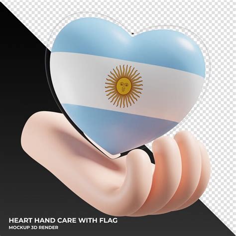 Premium Psd Argentina Flag With Heart Hand Care Realistic D Textured