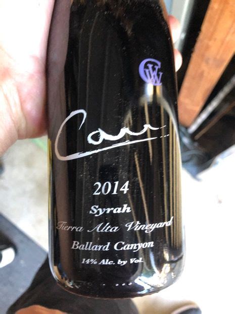 Carr Vineyards Winery Syrah Tierra Alta Vineyard Usa