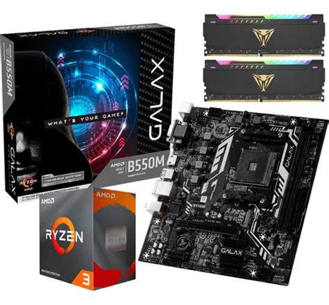 Kit Placa Mãe Galax B550m Amd Ryzen 3 4100 32gb 3200mhz Frete grátis