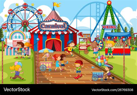 An Outdoor Funfair Scene Royalty Free Vector Image