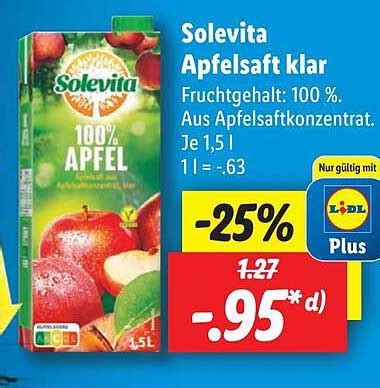 Solevita Apfelsaft Klar Angebot Bei Lidl Prospekte De