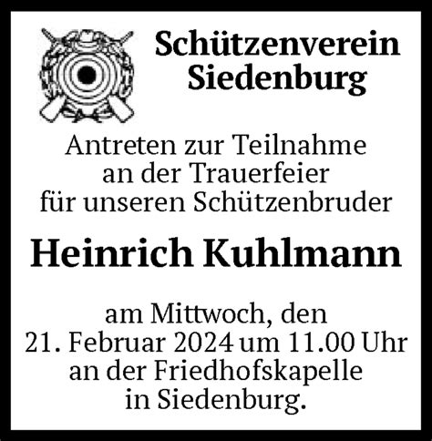 Traueranzeigen Von Heinrich Kuhlmann Trauer Kreiszeitung De