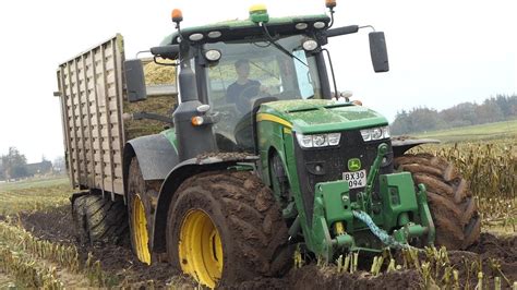 John Deere 8320R Sits TIGHT In MUDHOLE During Corn Chopping 2019 MUD