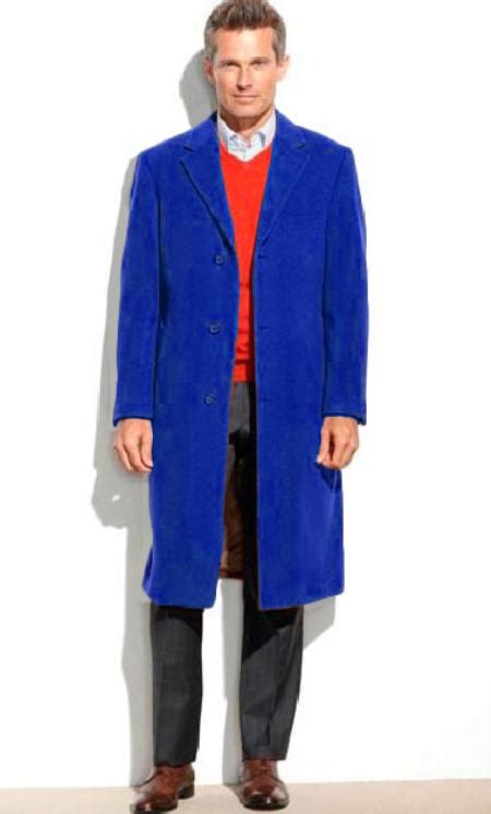 Royal Blue Mens Dress Coat Full Length Overcoat ~ Long Men