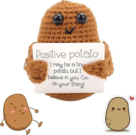 Cprnqy Positive Potato Lucky Charm Mini Plush Figures Funny Positive