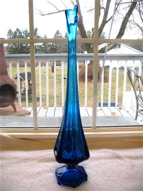 Vintage Viking Epic Bluenique Blue 19 Tall Swung Vase Mid Century From Mightyfinefinds On Ruby