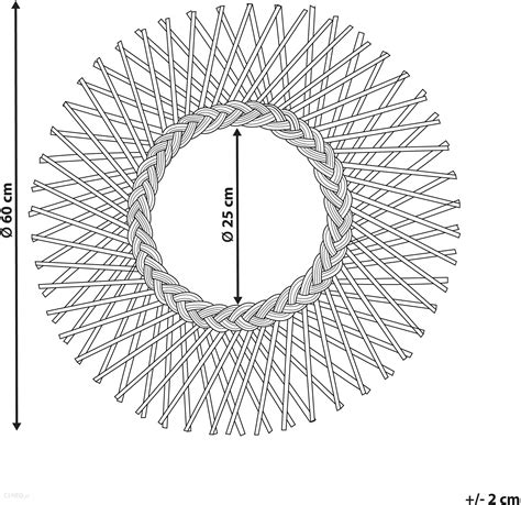Beliani Lustro Ścienne Boho Beżowe Rattanowe Kształt Słońca Ażurowe