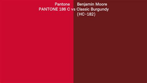 Pantone 186 C Vs Benjamin Moore Classic Burgundy HC 182 Side By Side