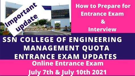 Ssn Management Quota Entrance Exam Tips For Preparation Youtube