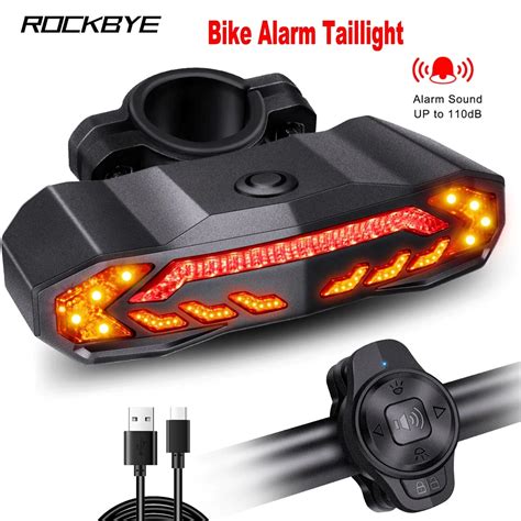 Rockbye Bicycle Smart Auto Brake Sensing Tail Light Alarm Anti Theft