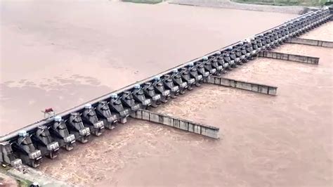 Godavari Flood Water Flows Through The Polavaram Spillway Meil