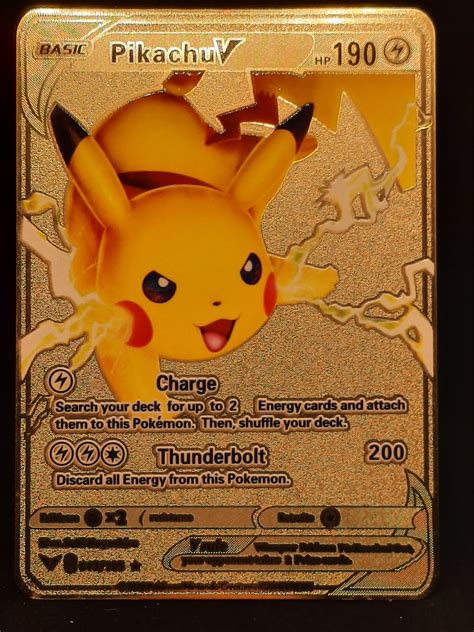 Buy Pikachu V Gold Metal Pokemon Card Online In India Etsy