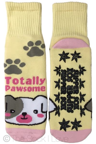 Yellow Pawsome Non Slip socks