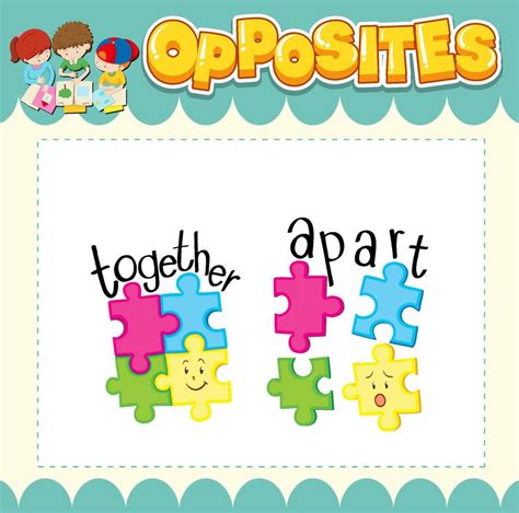 Education Word Card Of English Opposites Word Vector Art At