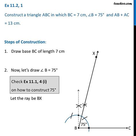 Question 1 Construct Triangle BC 7cm B 75 AB AC 13 Cm