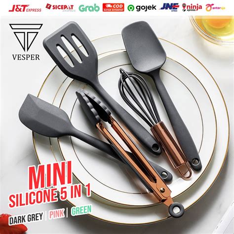 Jual Silicone Kitchen Utensils Mini 5in1 Alat Masak Silikon Set