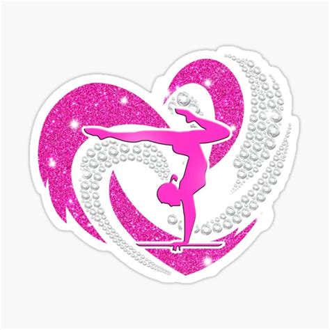 Gymnastics Glitter Heart Sticker By Floralgarden11 Redbubble