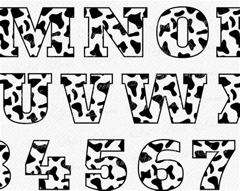 Cow Font Svg Cow Skin Font Animal Farm Alphabet Svg Animal Etsy