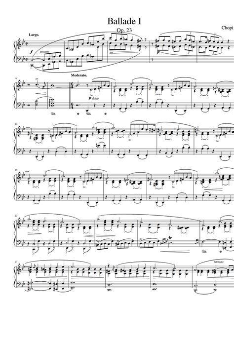 F Chopin Ballade No 1 In G Minor Op 23 By F Chopin Sheet