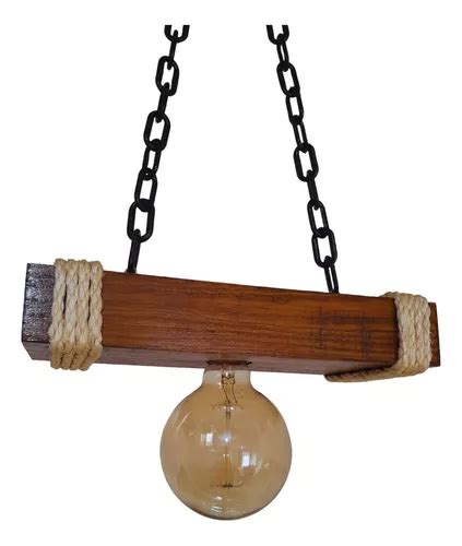 Lámpara tipo candelabro de madera rústica para 1 lámpara de 30 cm