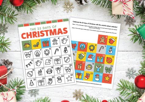 Free Printable Christmas Advent Calendar - Pjs and Paint