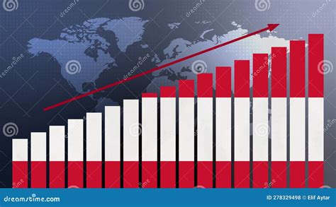 Austria Flag On Bar Chart Concept With Increasing Values Economic